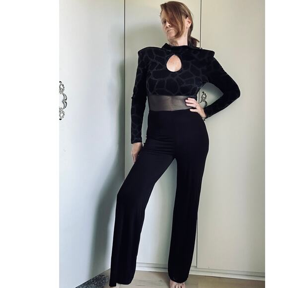 Vintage 90s Cache Jumpsuit Animal Print Size 6 Brown Sexy Open Back Catsuit USA - Picture 3 of 9